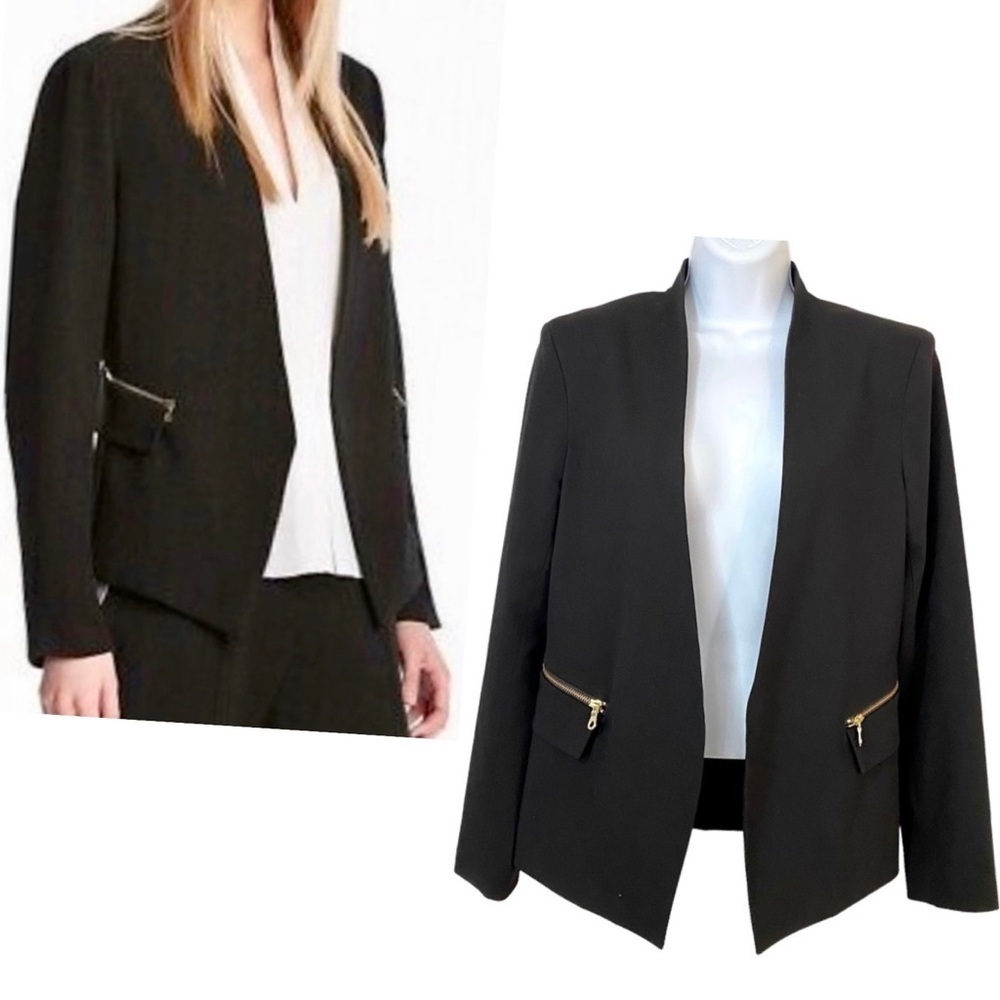 ROBERT RODRIGUEZ Sia Black Crepe Open Front Blazer Sz 6 Career Office Siren
